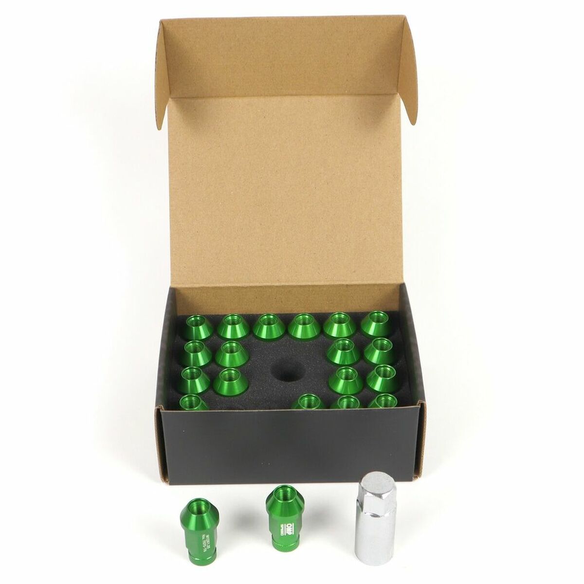 Set Mutterit OMP 7075 40 mm M14 x 1,50 20 uds Vihreä
